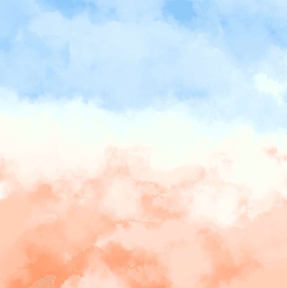 A watercolor sky fading from blue to warm orange